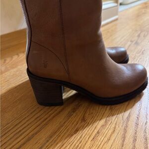 Frye Tan Leather Heeled Boots